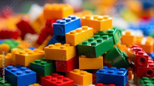 Brightly Colored Toy Building Blocks Image