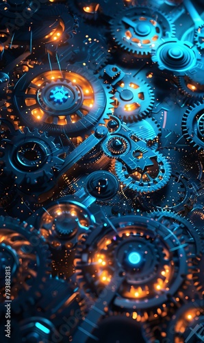 Futuristic technology background with gears