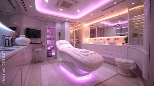 Luxury Motorhome Bathroom Interior With Modern Amenities photo