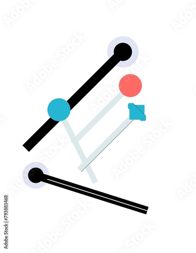 A bunch of different colored circles and lines