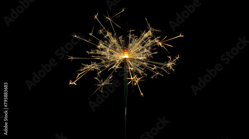 Sparkler igniting with sparks on a black background  celebration and festive concept