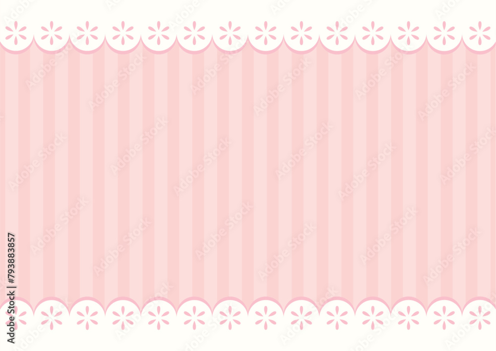 レース風の白とピンクの背景ベクターイラスト（横）