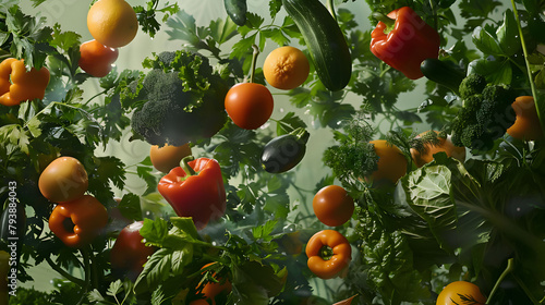 Consummate Photorealism - Rainbow Bounty Vegetable Levitation Art