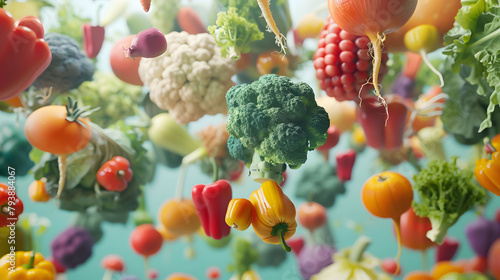 Consummate Photorealism - Rainbow Bounty Vegetable Levitation Art photo