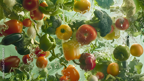 Consummate Photorealism - Rainbow Bounty Vegetable Levitation Art photo