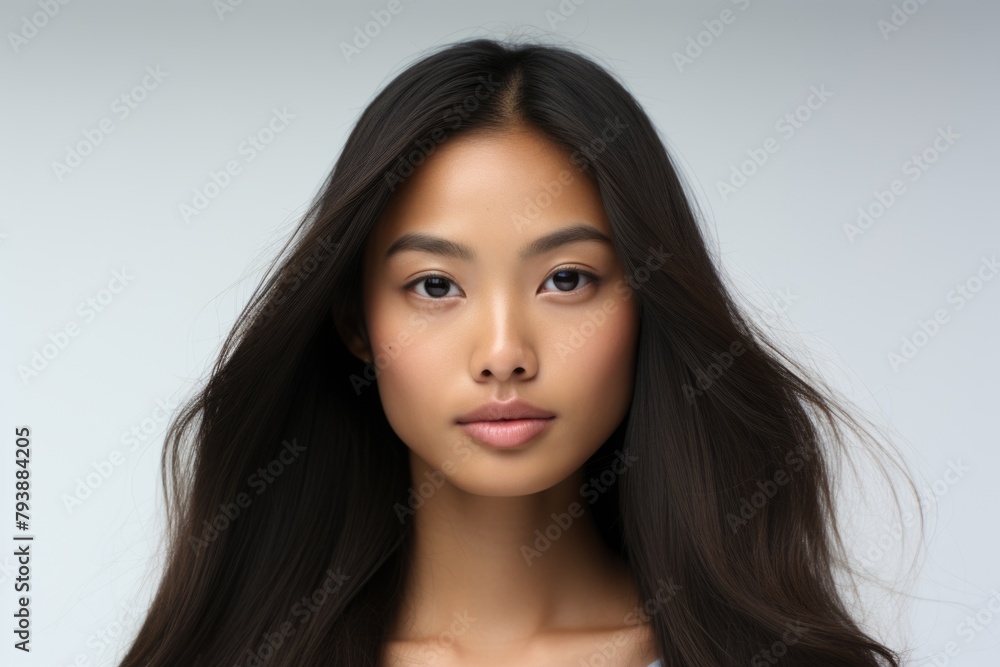 Young Asian Woman with Natural Look and Messy Hair. Young Asian Woman with Natural Look and Messy Hair.