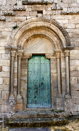 portico of ancient romanic church,Ribeira Sacra,Galicia