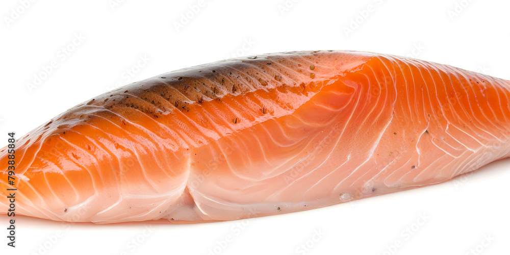 Raw salmon fish isolated on white background. Clipping path included. Generative AI