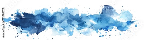 watercolor blue indigo splash on paper texture background.