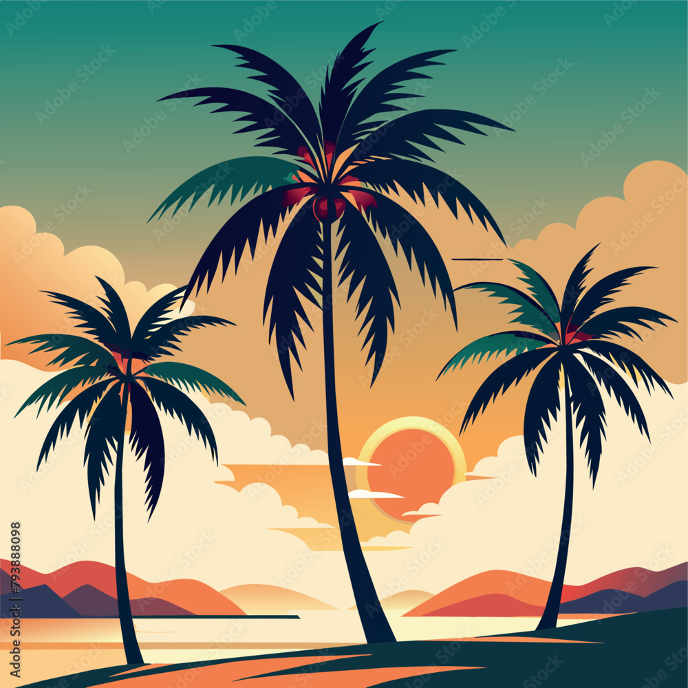 Sandy Shorelines, Tropical Sunset Serenity - A Beachside Escape