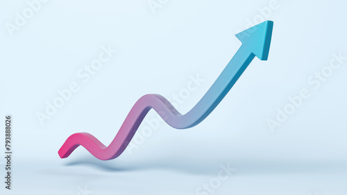 Upwards Pointing Arrow and a Graph, Winning, Success and Growth in Finance Concept, 3D render
