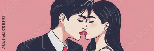 international kissing day concept illustration comics cartoon image