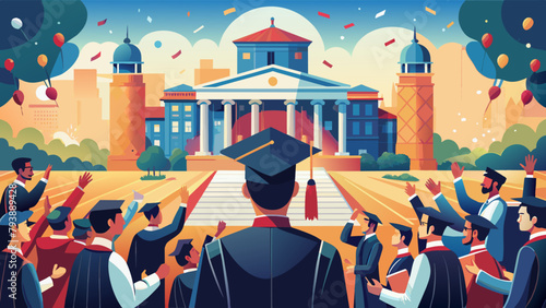 Jubilant Graduation Ceremony at a Prestigious University Campus