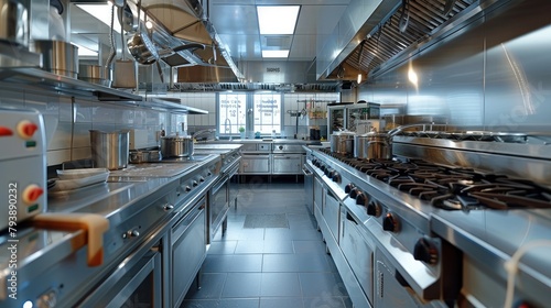 Small restaurant clear kitchen. Generative AI.