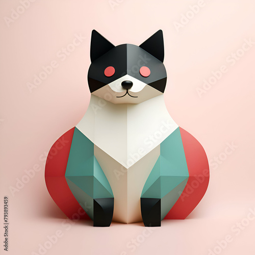 Illustration of cute cat in origami style.  illustration.