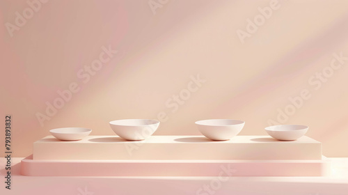 Empty Minimalistics Bowls On A Soft Pastel Background photo