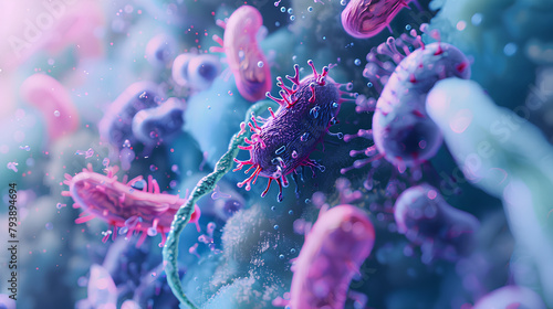  gut bacteria and microbes close up macro photo