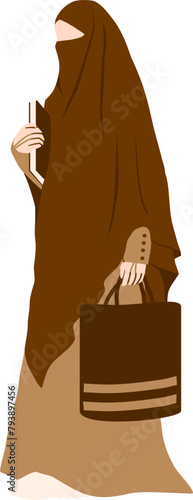 Hijab woman holding book