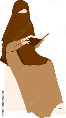 Hijab woman holding book