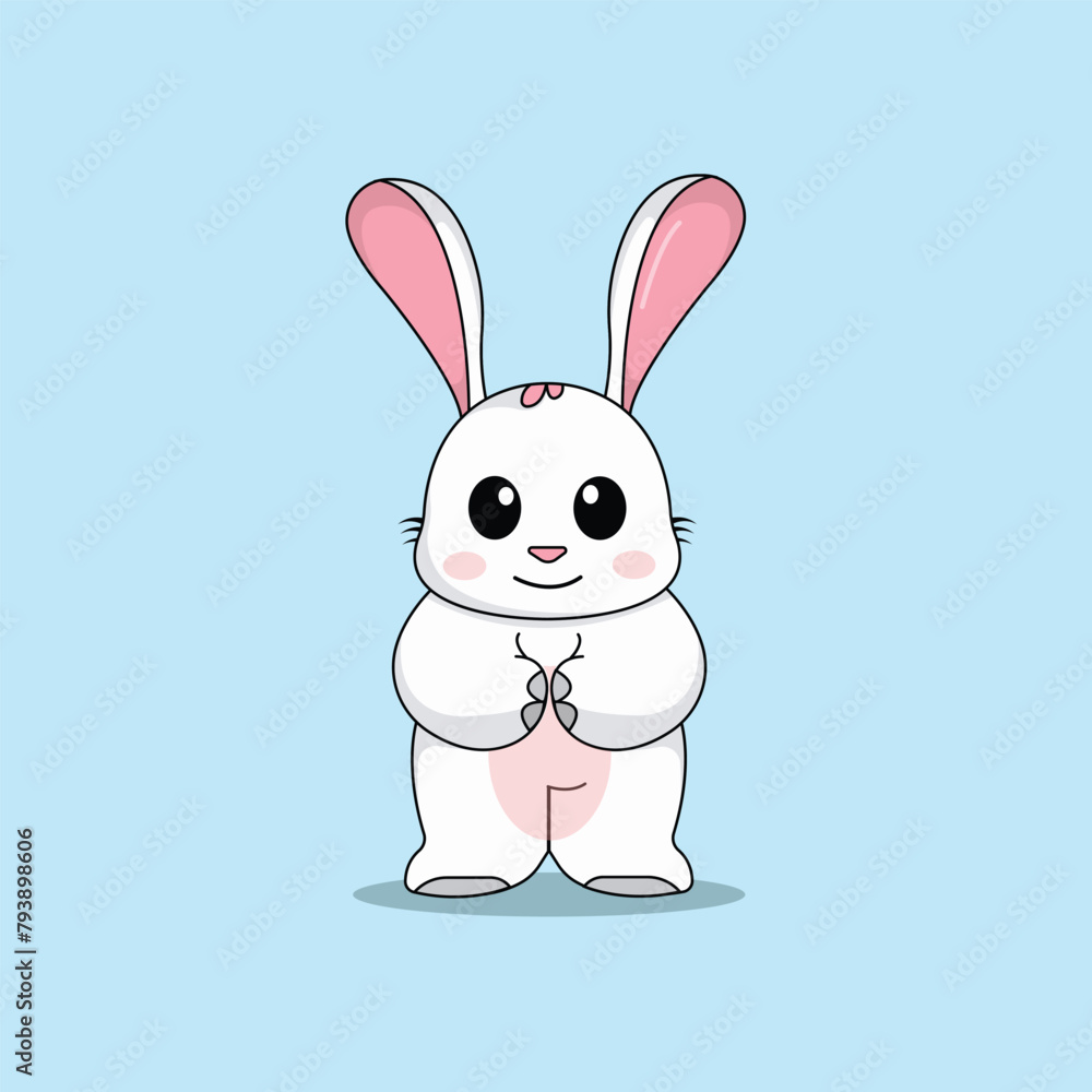 Obraz premium cute rabbit cartoon vector icon illustration.animal icon illustration. flat style concept cute