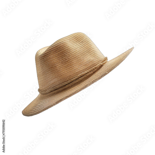 Wide-brimmed panama hat isolated on transparent background
