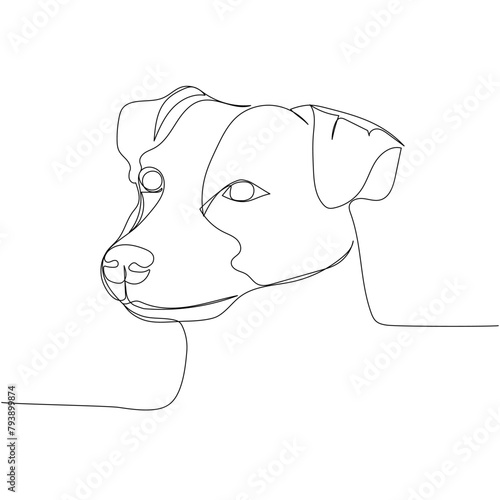 Jack Russell Terrier, dog breed, hunting dog, service dog, companion dog one line art. Continuous line drawing of friend, dog, doggy, friendship, care, pet, animal, family, canine.