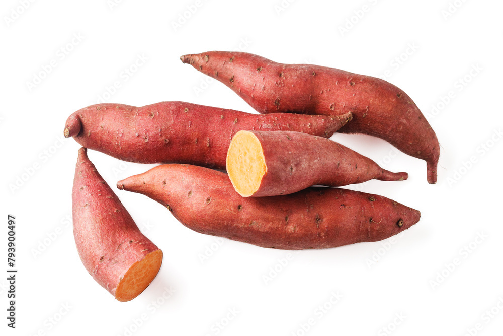 fresh sweet potato on a white acrylic background fresh sweet potato on a white acrylic background