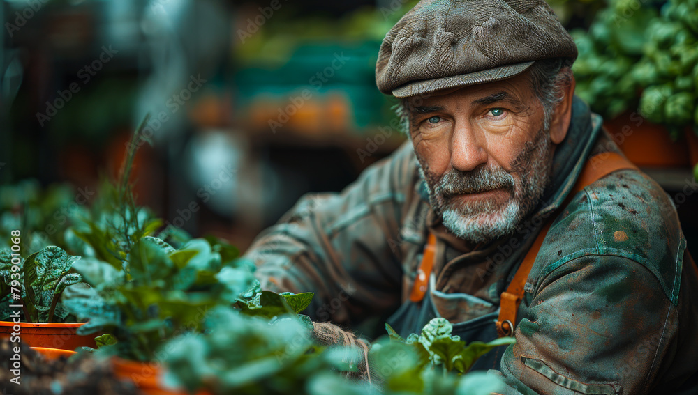 Portrait of senior man growing and selling plants in his small business.