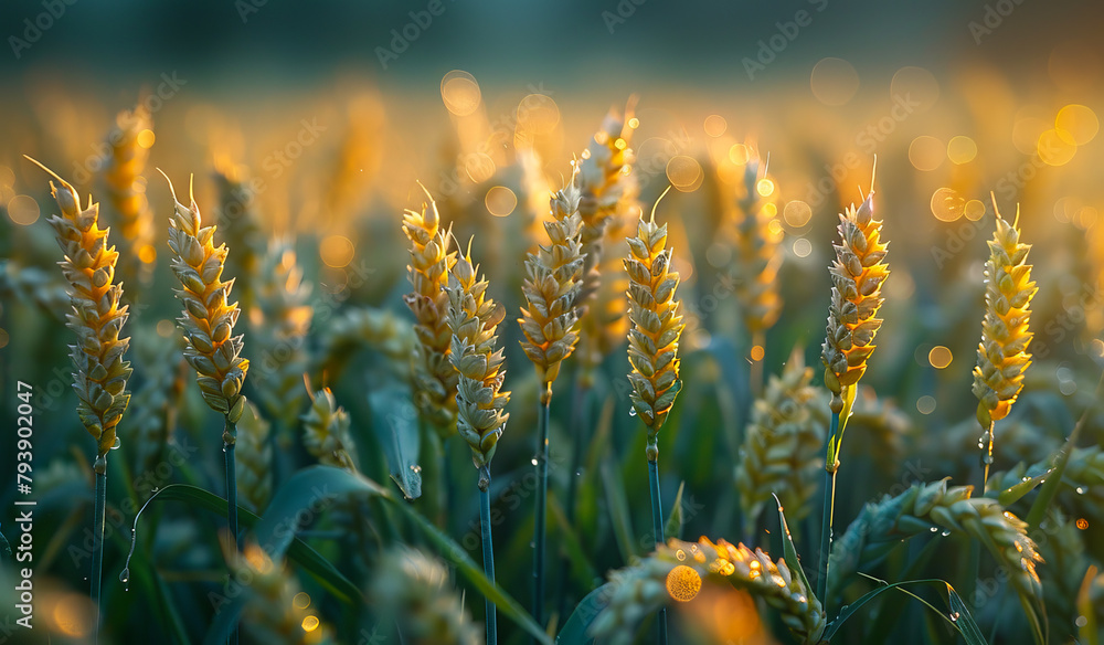 Naklejka premium Wheat field in the morning