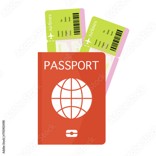 Red international passport with boarding pass for travel