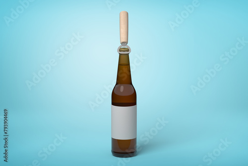 Brown bottle with blank label and ice cream stick