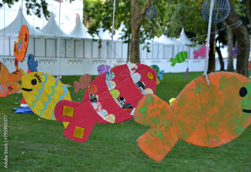 Cardboard paper fish painted pink