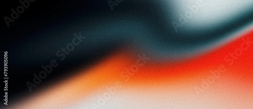Grainy background, gray orange red white black abstract color wave noisy texture banner poster header cover design © Enso