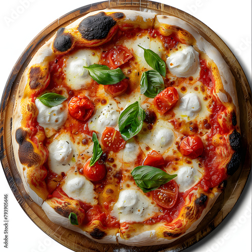pizza margerita, photo studo, top view photo