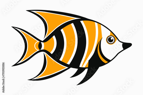 queen angelfish fish different style printable vector art illustration