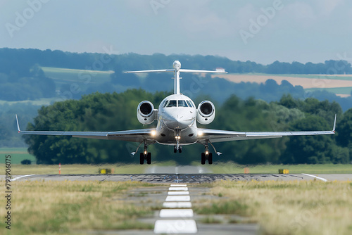business jet landing