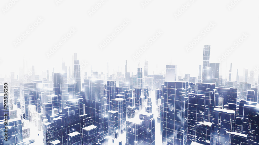 Abstract futuristic city with cyber security network background.
