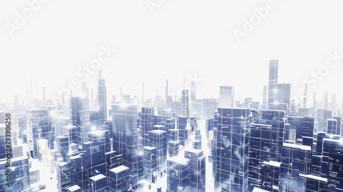 Abstract futuristic city with cyber security network background.