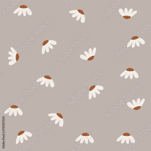 Boho pattern with neutral color. Nature motives, flowers pattern, nursery pattern suitable for kids fabric pattern