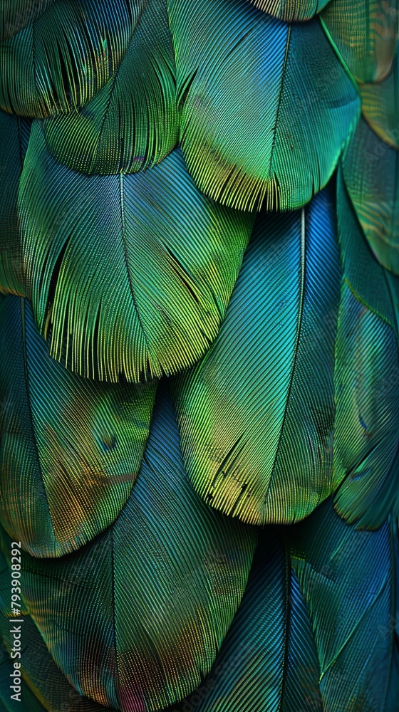Obraz premium Vibrant Iridescent Bird Feather Macro Detail