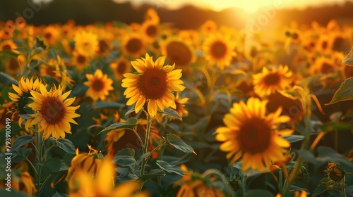 Sunflowers at the park during sunset