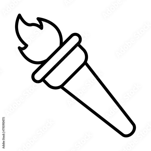 Olympic flame line icon