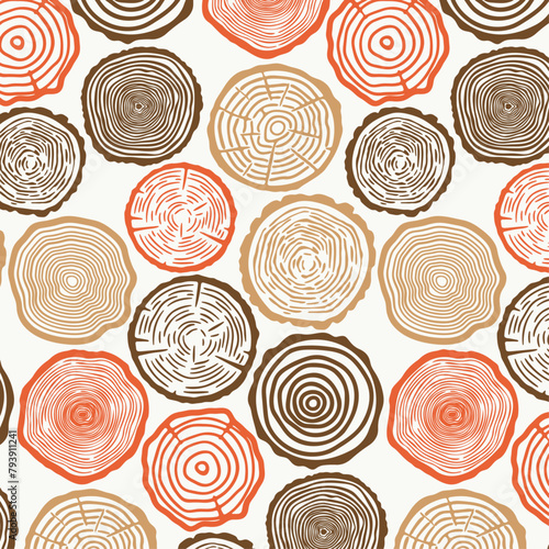Tree Rings Texture Seamless Pattern