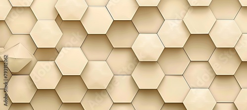 Beige Hexagon Harmony: Abstract Patterns in a Wide Canvas. Serene and Symmetrical, Perfect for Banner Backgrounds and Design Projects.