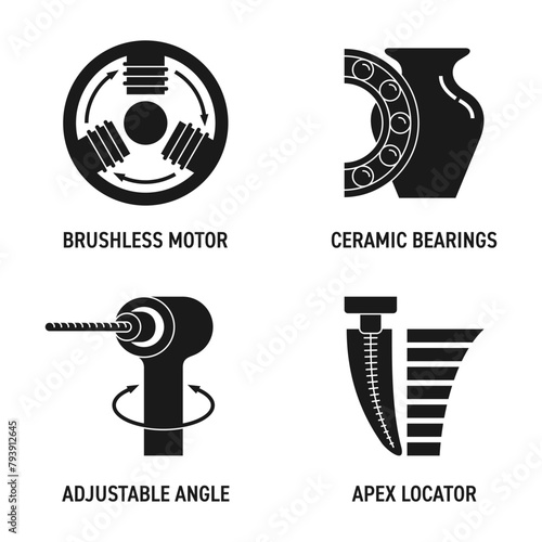 Endomotor main benefits monochrome icons