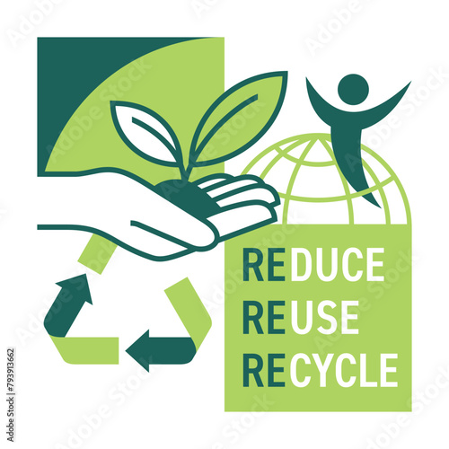 Reduce, Reuse, Recycle slogan, environment saving