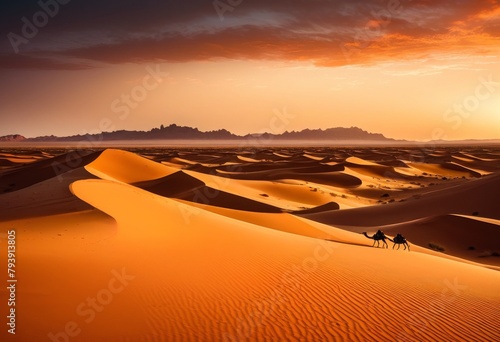 illustration, vast desert landscape arid terrain clear sky, barren, dry, wilderness, vista, parched, horizon, sandy, desolate, nature, view, remote