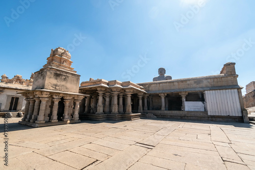 The ancient Jain temple complex at Vindhyagiri hill in Shravanabelagola. photo