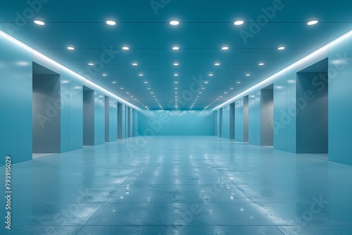 Interior of future buildings,neon light effect with glowing background.