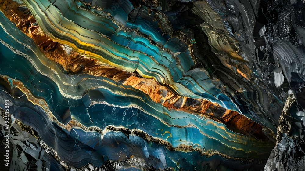 Obraz premium Mesmerizing Mineral Veins in an Otherworldly Subterranean Cave